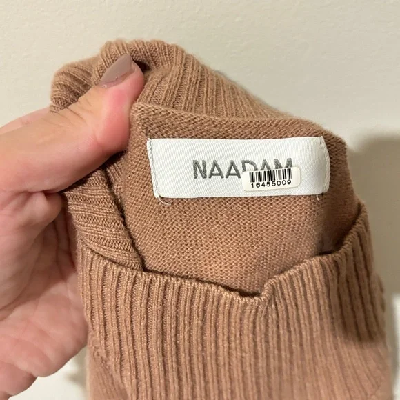 NAADAM Women's Brown Turtleneck Sweater Dress - Picture 7 of 9